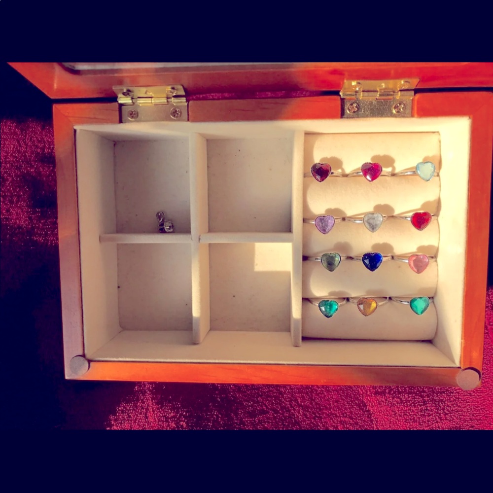 Rose Jewelry Box with Heart Rings